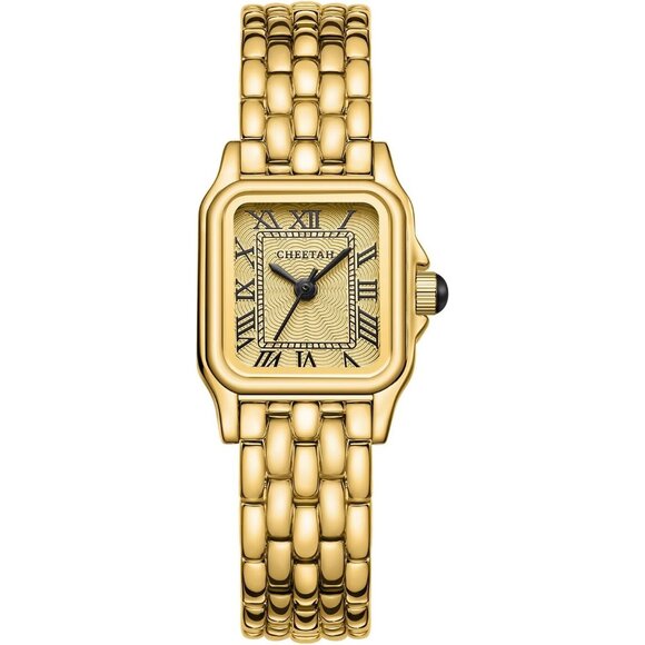 Gold Watches for Women with Small Vintage Bracelet, Rectangular Case Roman Dial - Picture 1 of 4